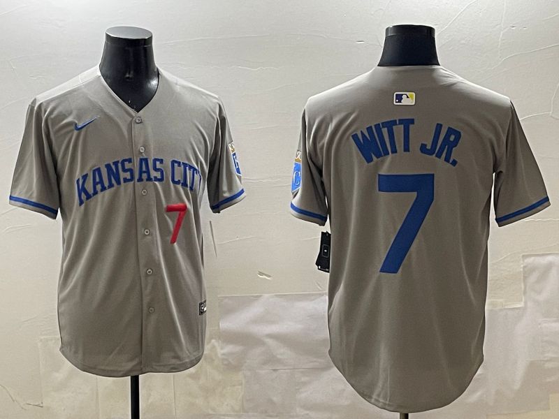 Men Kansas City Royals #7 Witt jr Grey Game 2025 Nike MLB Jersey style 3162->chicago cubs->MLB Jersey